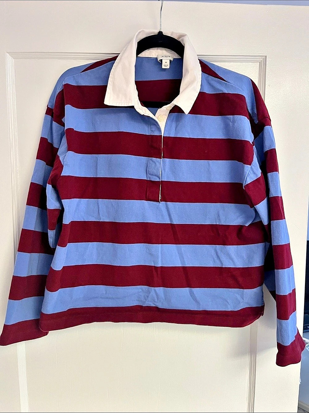 Striped J.Crew Rugby Shirt - Blue & Burgundy